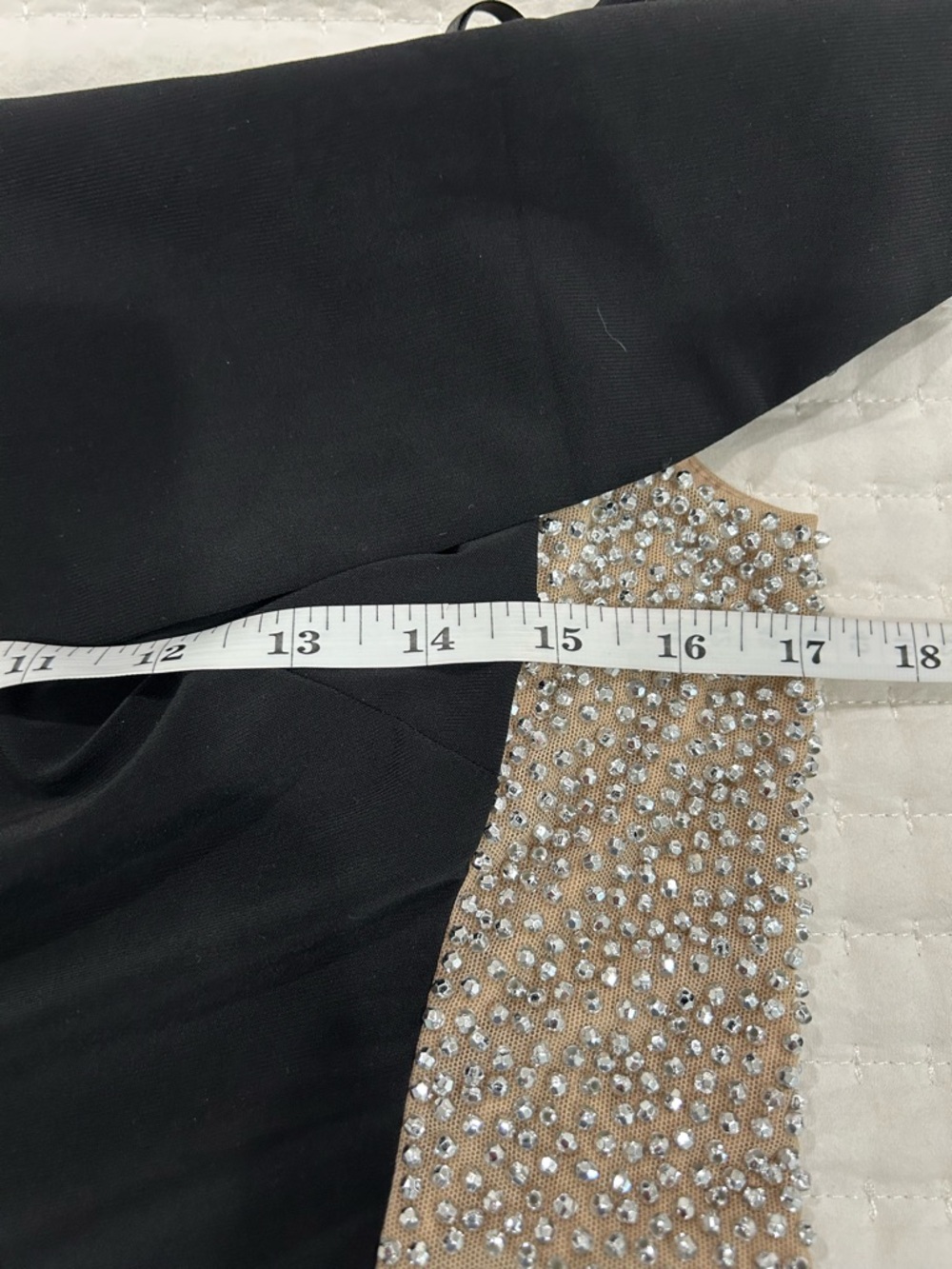 XSCAPE - Crystal Mesh Detail One-Shoulder Sheath Detail Gown Size 12 - Picture 15 of 16